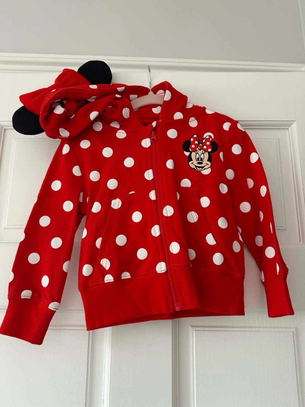 Disney Red & White Polka Dot Minnie Hooded Zip Jacket for Kids- bought in Disney
